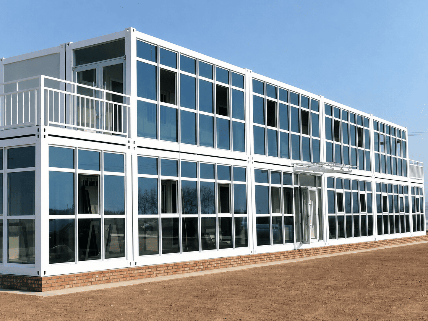 Casa Box Container House 2-Story Full Glass Wall Building for Site Headquarters Manufacturer