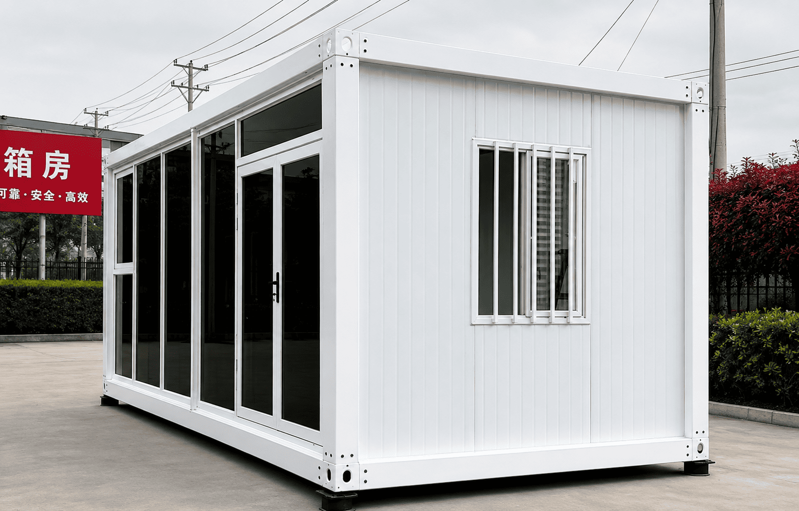 Casa Box Container Office Modern White Glass Front Prefab Cabin for Commercial Showroom