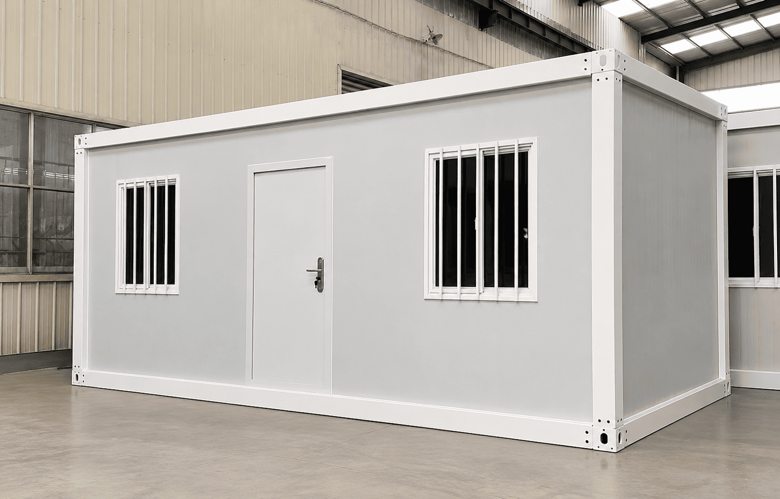 Casa Box Detachable Container House Standard Prefab Unit with Security Windows and White Door for Site Office