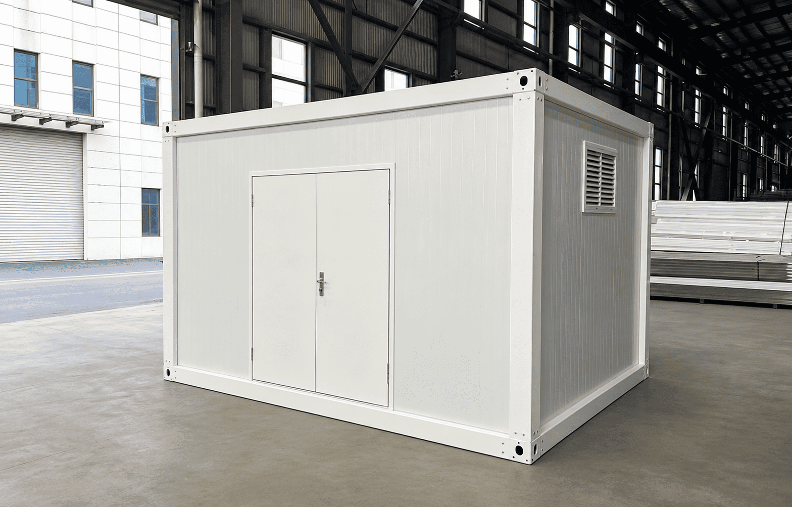 Casa Box Detachable Container White Equipment Shelter with Double Door and Vent for Storage