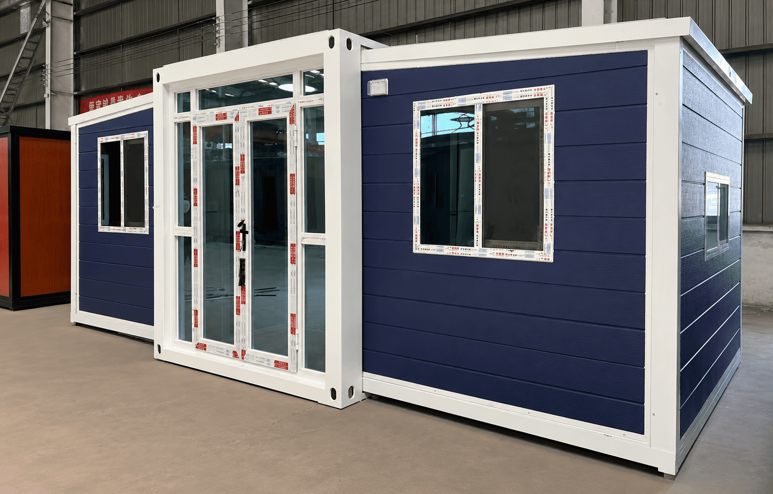 Casa Box 10ft Expandable Container House | Navy Blue Modern Coastal Pod
