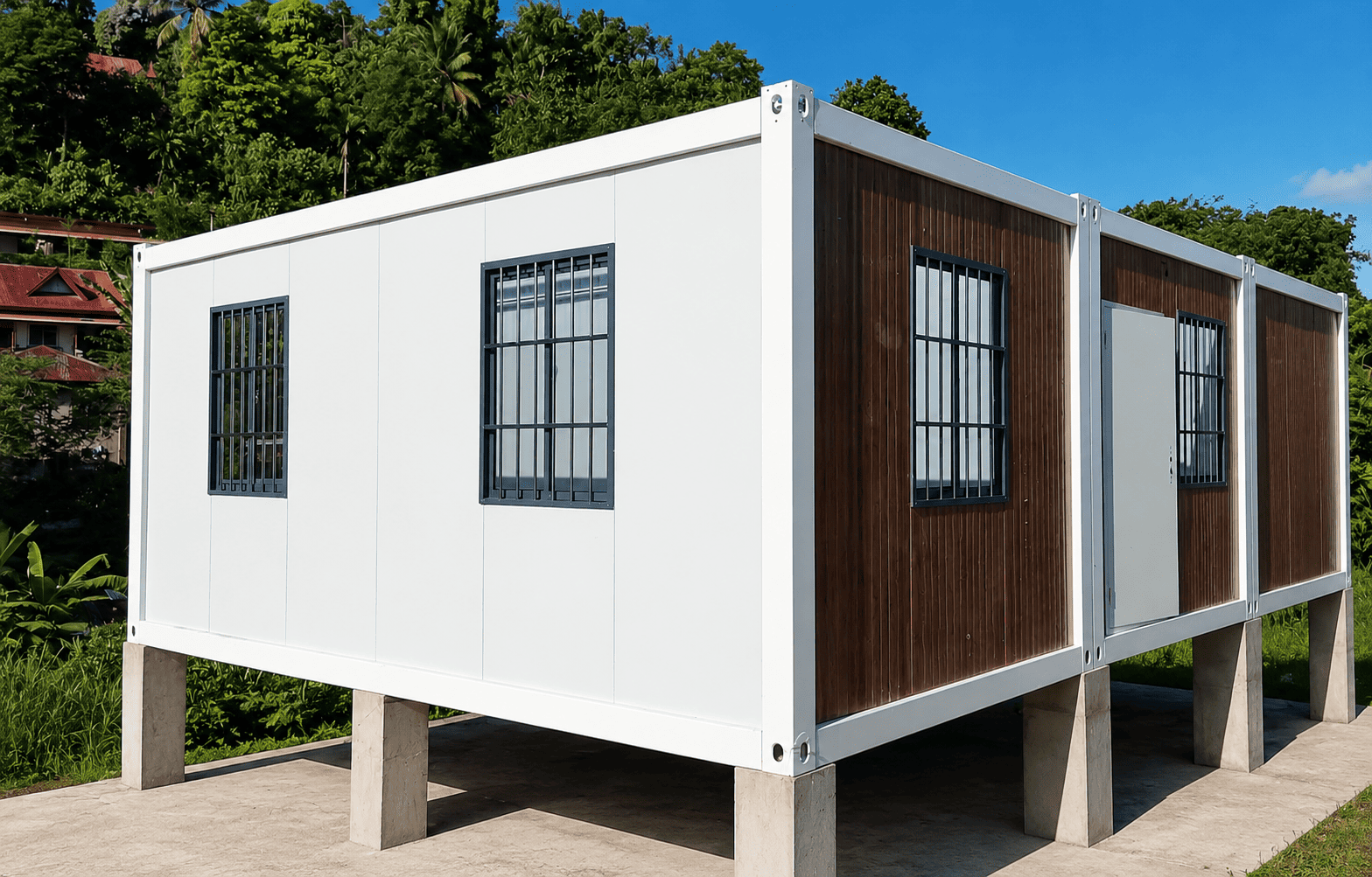 Casa Box Flat Pack Container House Combined Wood Grain Modular Villa for Eco Resorts