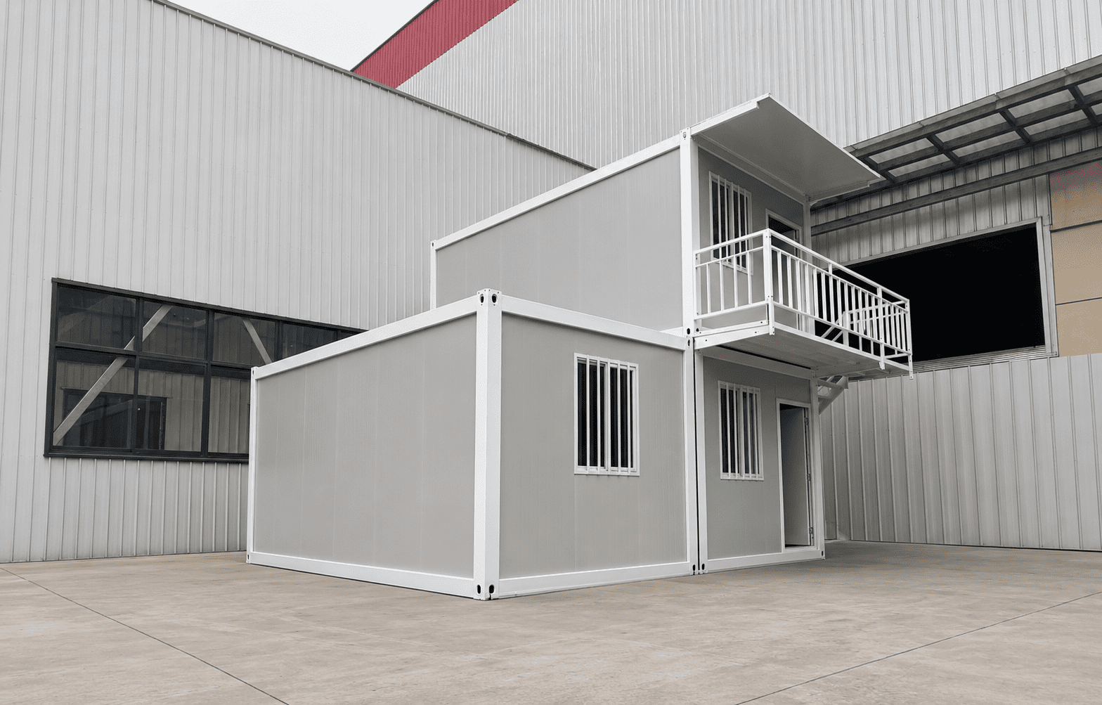 Casa Box Flat Pack Container House 2-Story Detachable Modular Building with Balcony and Canopy for Worker Camps