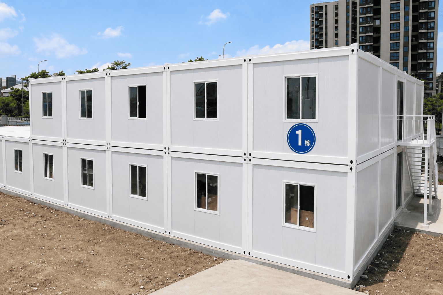 Casa Box Flat Pack Container House Stackable Internal Drainage Detachable 2-Storey Prefab Office for Construction Sites