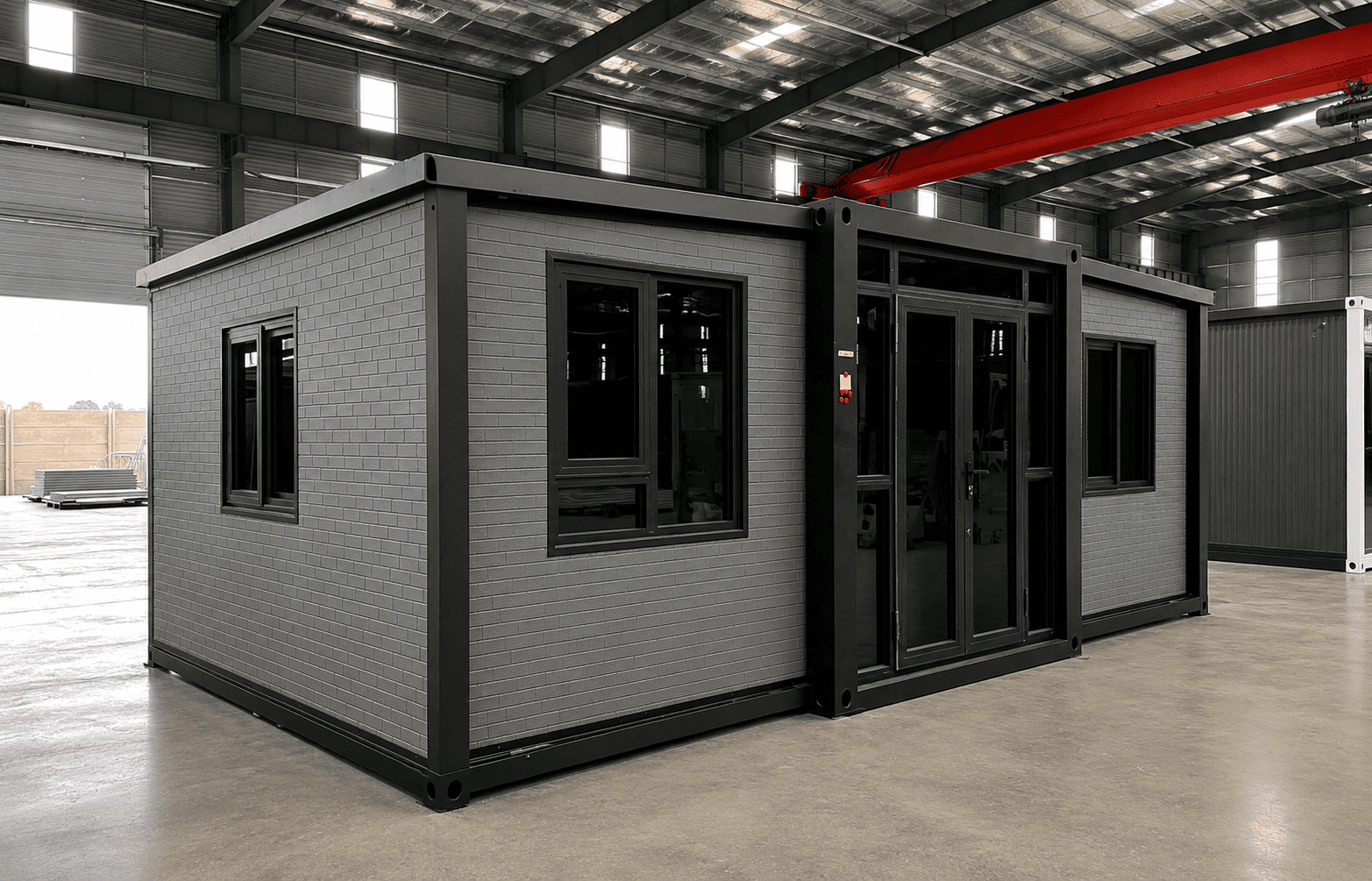 Casa Box 15ft Expandable Container House with Grey Metal Curved Panel