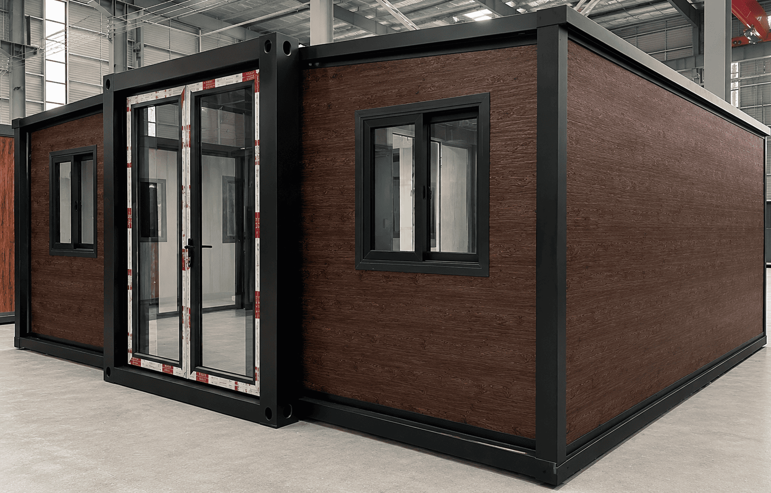 Casa Box 20ft Expandable Container House | Dark Wood Grain 2 Bed 1 Bath