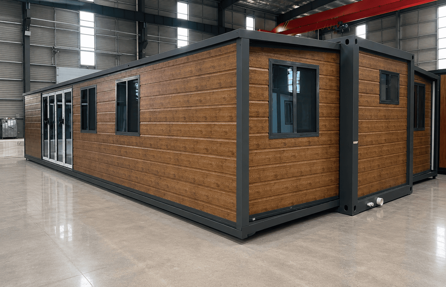 Casa Box 40ft Expandable Container House | Wood Siding & Large Glass Doors