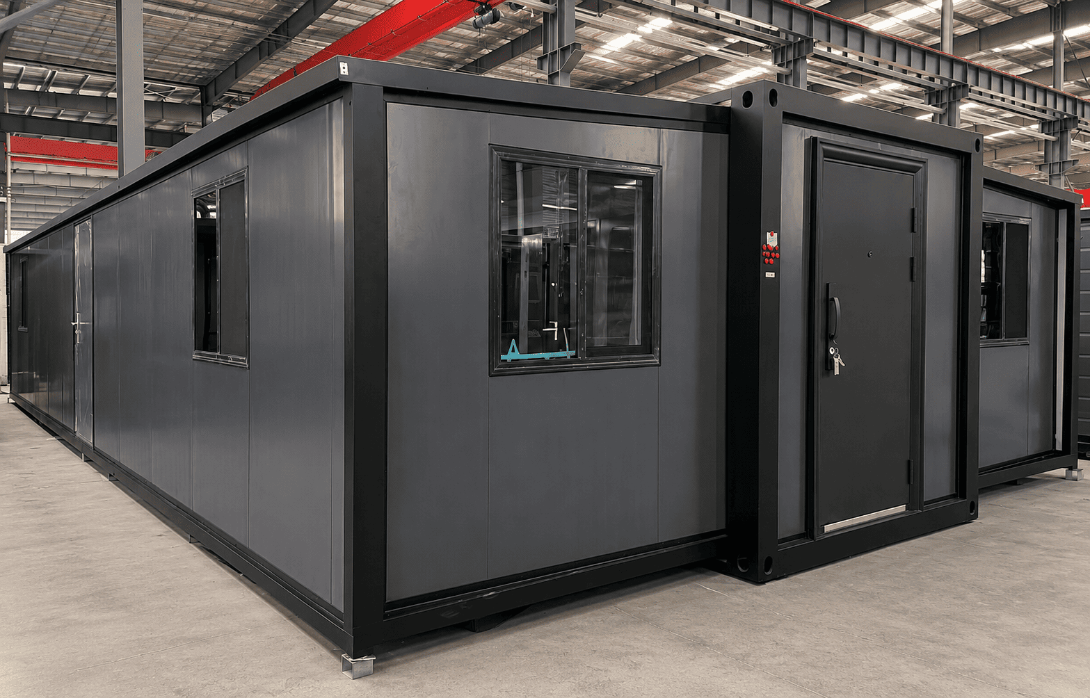 Casa Box 40ft Expandable Container House | Smooth Grey Panel & Solid Door