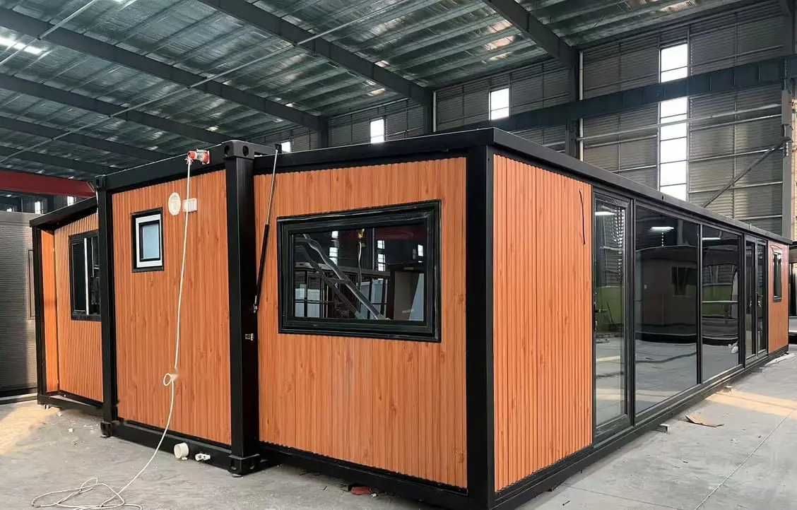 Casa Box 40ft Expandable Container House | Vertical Fluted Wood Exterior High-End Architectural Prefab