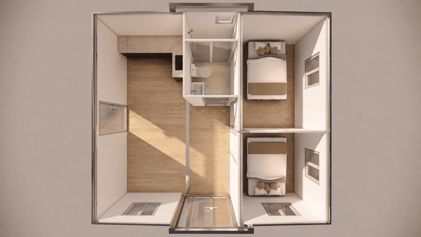 2 Bedrooms 1 Bathroom 1 Kitchen
