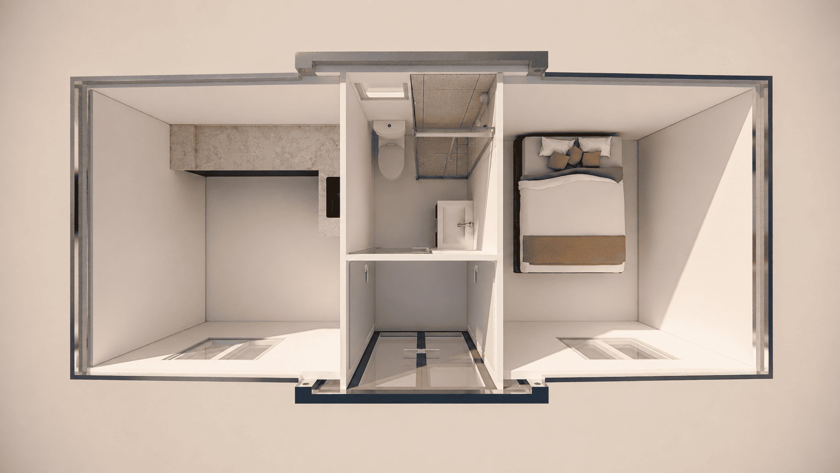 10ft x 20ft 1 Bedroom
1 Bathroom
1 Kitchen
2 Windows