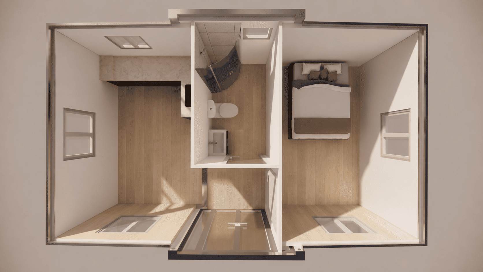 15ft x 20ft 1 Bedroom
1 Bathroom
1 Kitchen