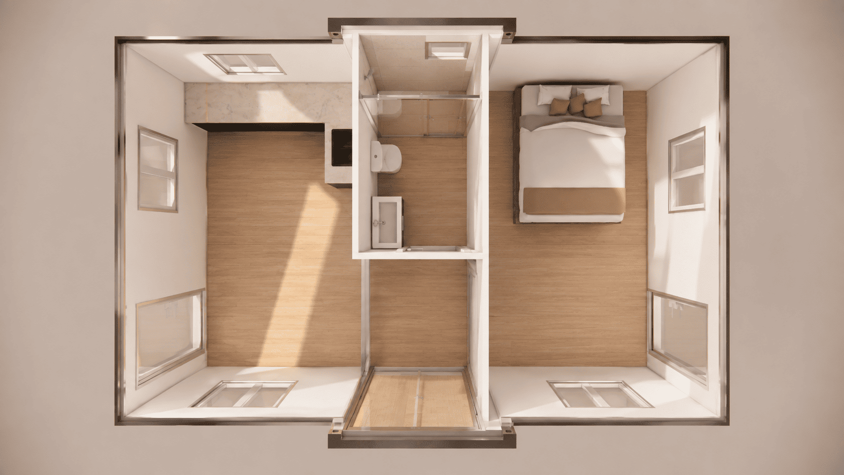 15ft x 20ft 1 Bedroom
1 Bathroom
1 Kitchen