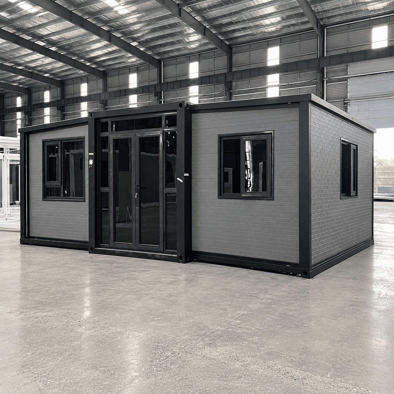 Casa Box 15ft Expandable Container House with Grey Metal Curved Panel